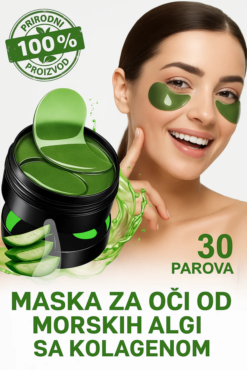 Kolagen Maska za Oči od Morskih Algi – Za Oči Bez Tamnih Podočnjaka, Svež i Odmoran Izgled!